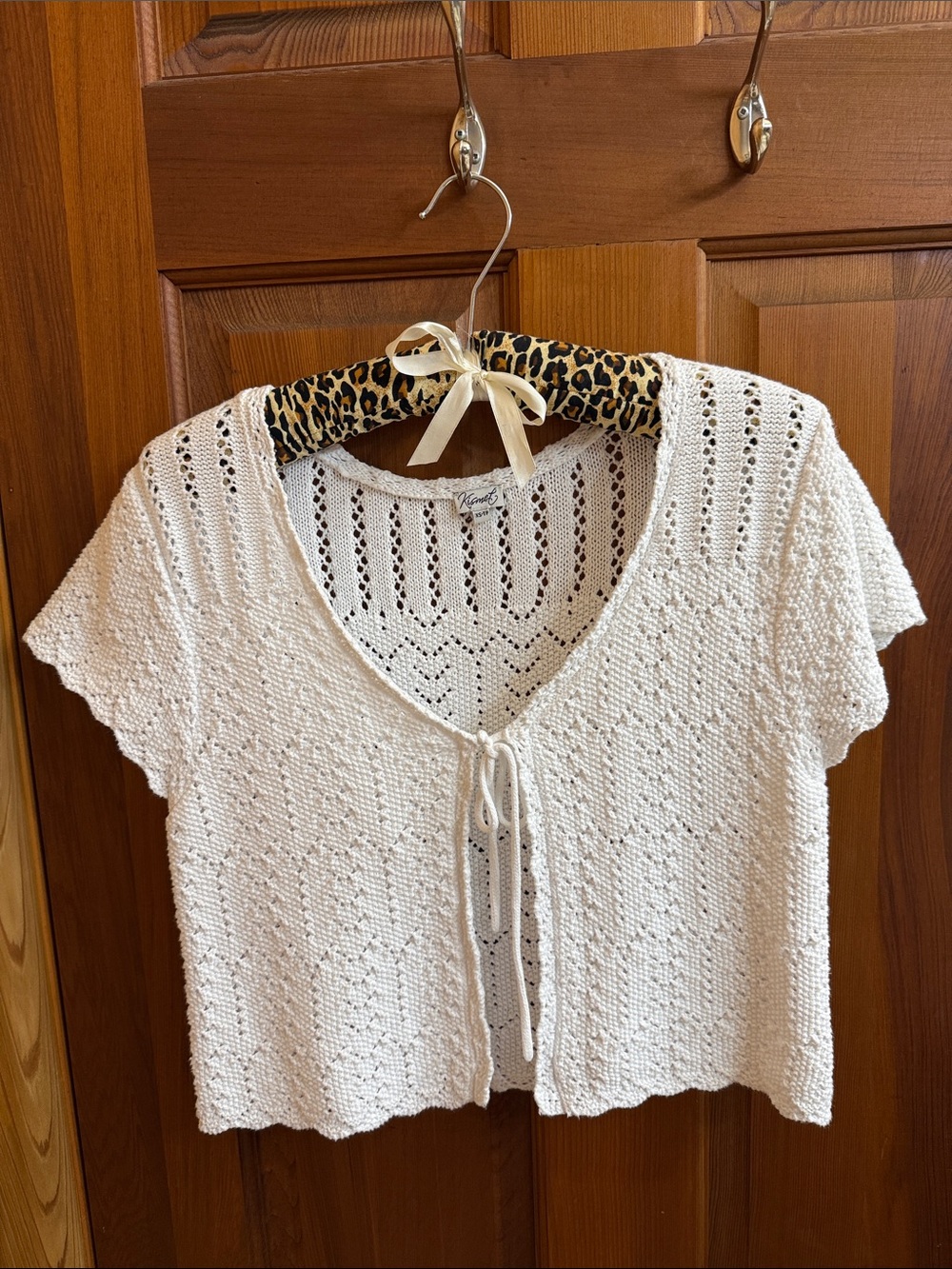Cropped cotton crocheted sweater